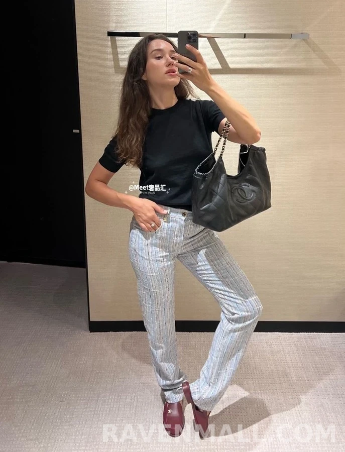 샤넬 샤넬 컬러 트위드 스트라이프 팬츠 상세 이미지