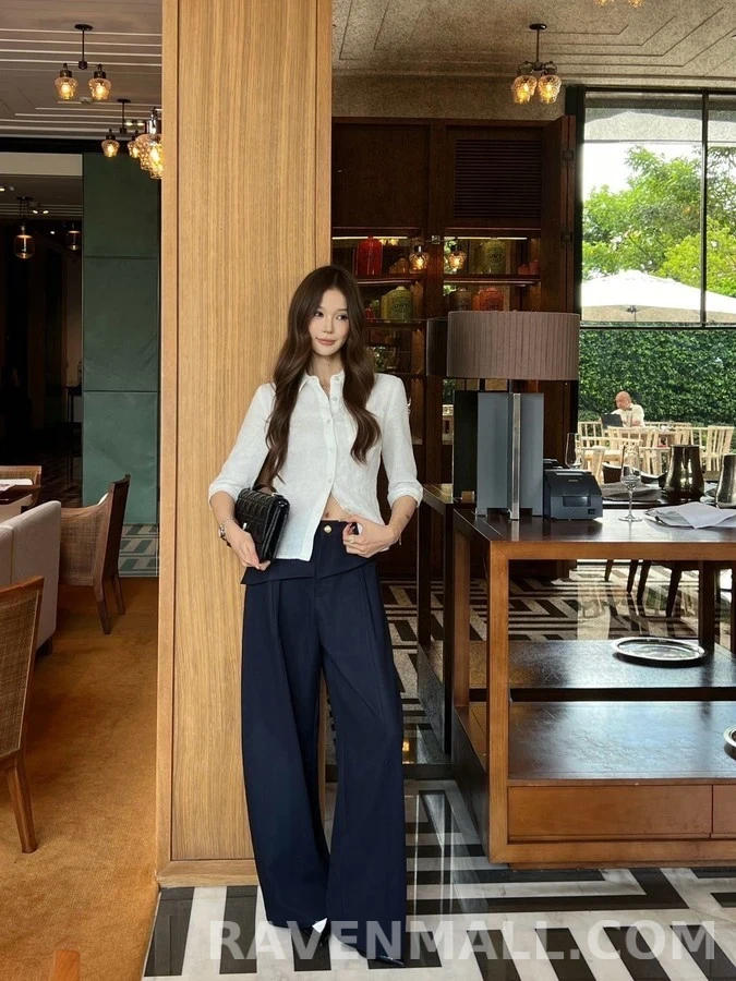 디올 디올 랩 디테일 와이드 팬츠 상세 이미지
