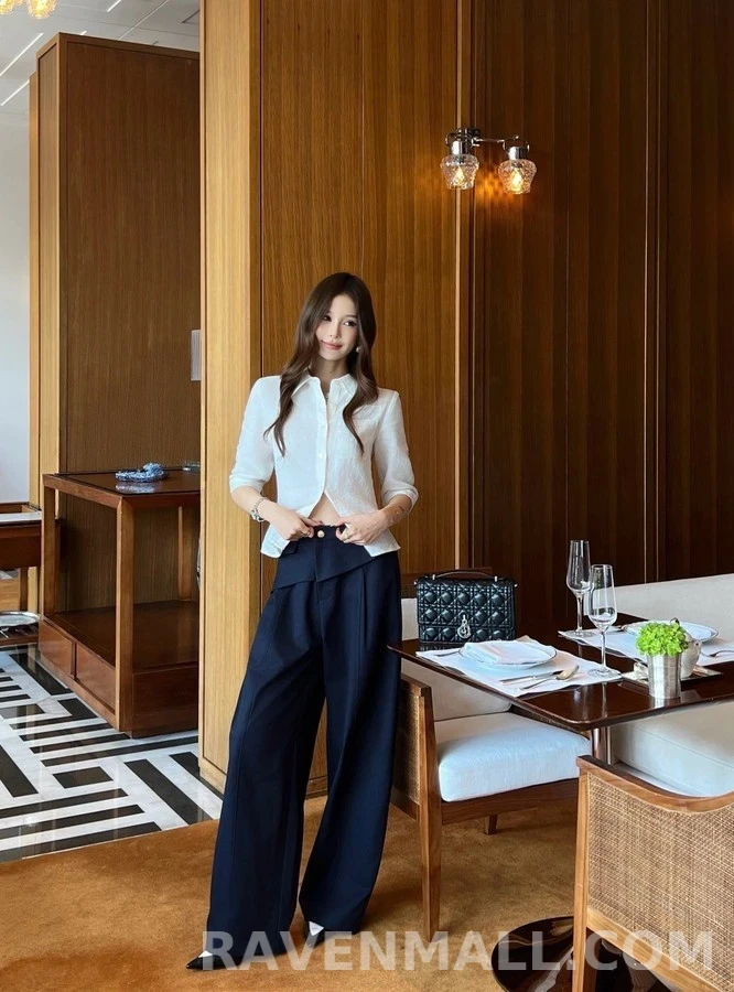 디올 디올 랩 디테일 와이드 팬츠 상세 이미지