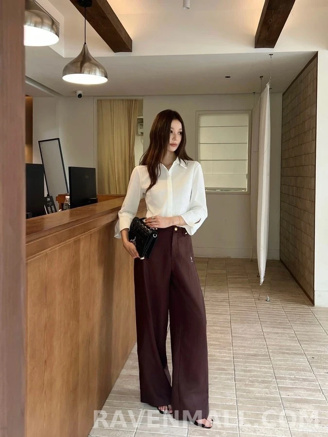 디올 디올 버튼 로고 와이드 팬츠 상세 이미지