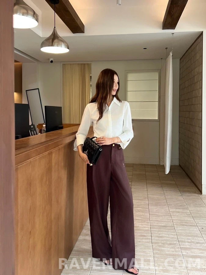 디올 디올 버튼 로고 와이드 팬츠 상세 이미지