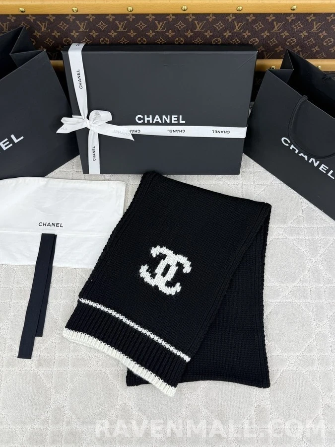 샤넬 샤넬 더블 C 로고 니트 머플러 상세 이미지