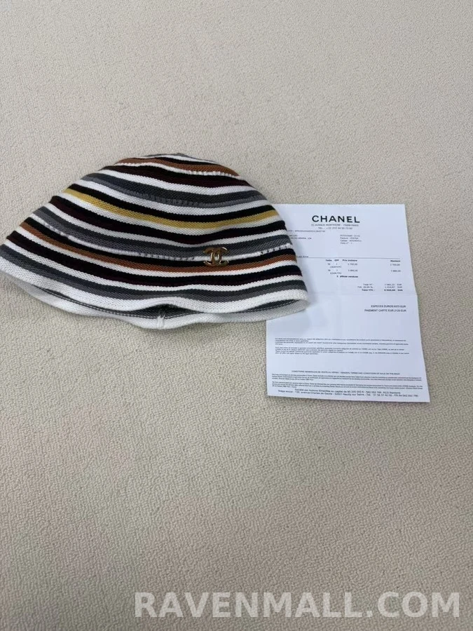 샤넬 샤넬 컬러 스트라이프 니트 버킷햇 상세 이미지