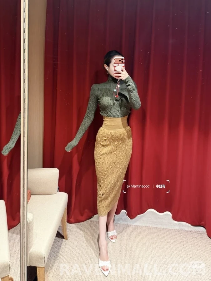 로로피아나 로로피아나 다이아몬드 패턴 캐시미어 롱 스커트 상세 이미지