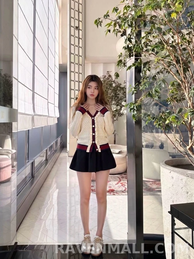 샤넬 샤넬 러플 V넥 레터링 가디건 상세 이미지