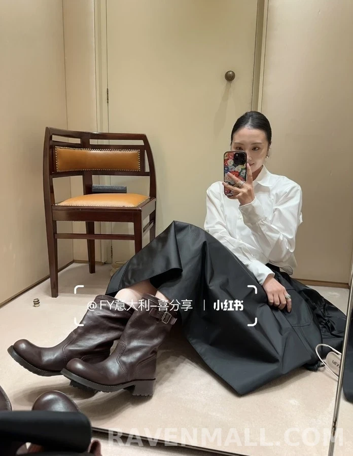 프라다 프라다 캔버스 패널 가죽 부츠 상세 이미지