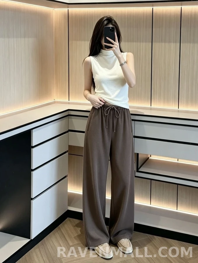 더로우 더로우 텍스처 드로스트링 스트레이트 팬츠 상세 이미지