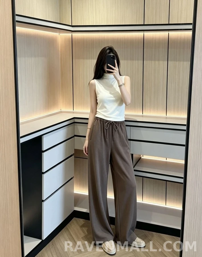 더로우 더로우 텍스처 드로스트링 스트레이트 팬츠 상세 이미지