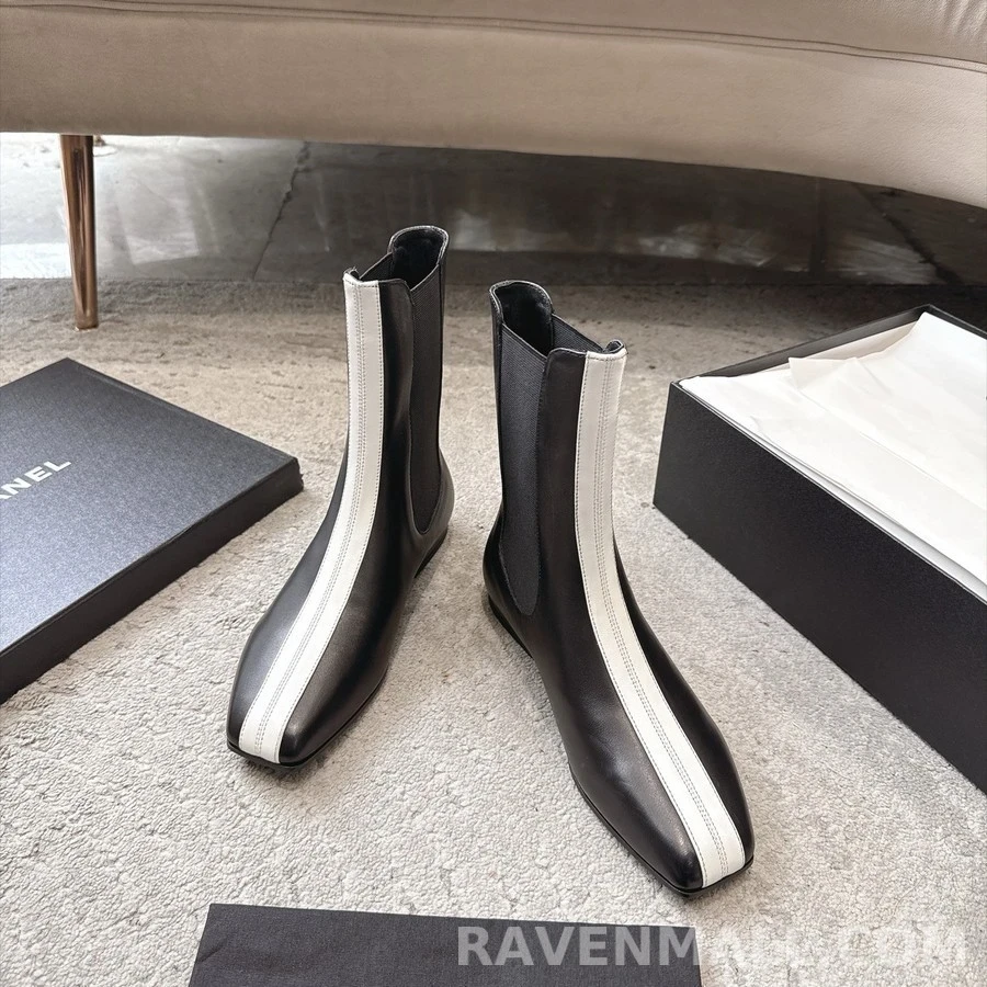 샤넬 샤넬 투톤 레더 첼시 부츠 상세 이미지
