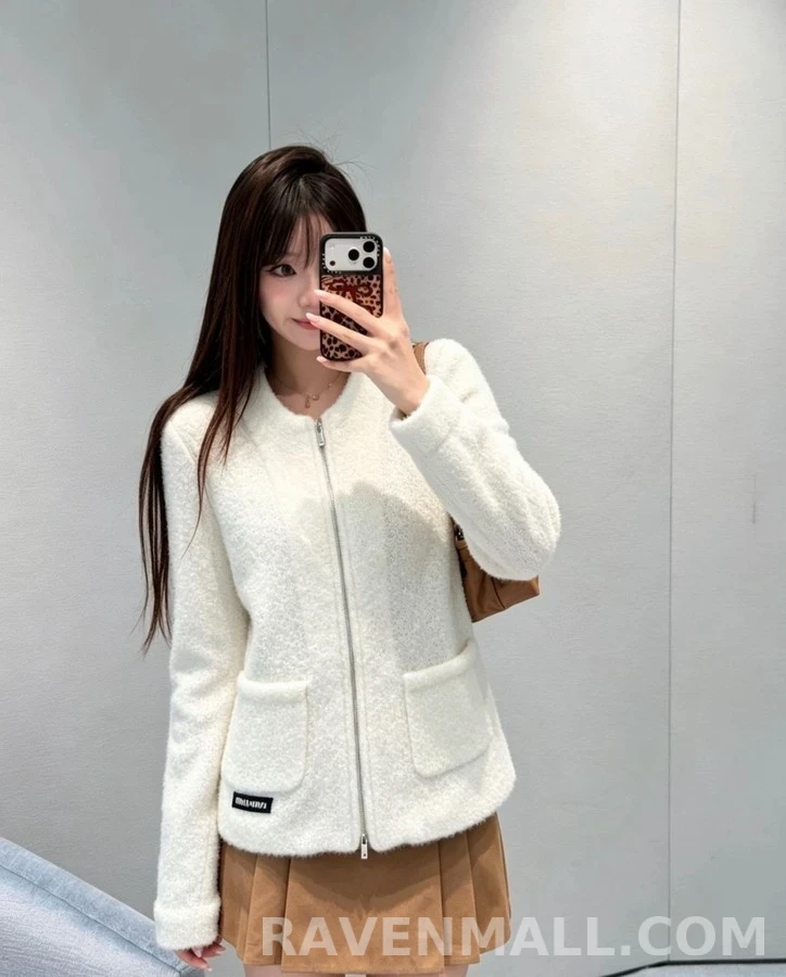 미우미우 미우미우 울 부클 집업 자켓 상세 이미지