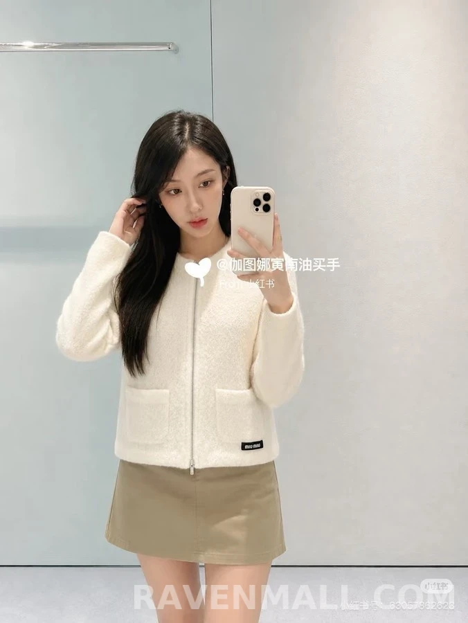 미우미우 미우미우 울 부클 집업 자켓 상세 이미지