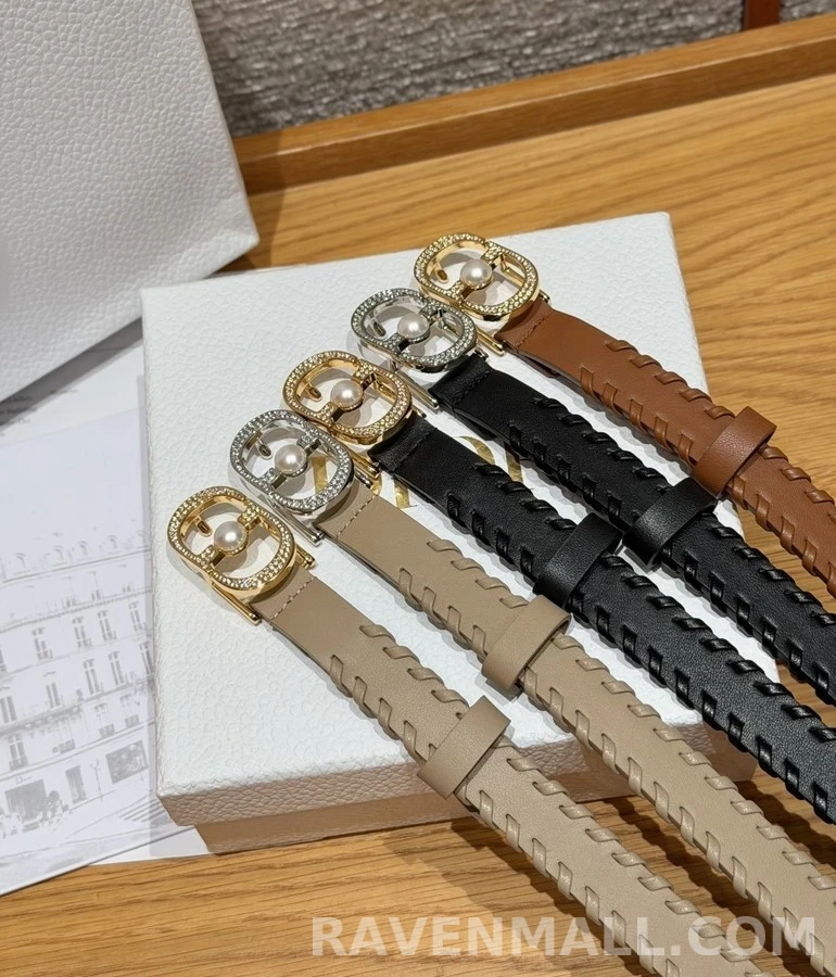디올 디올 이니셜 펄 장식 벨트 상세 이미지
