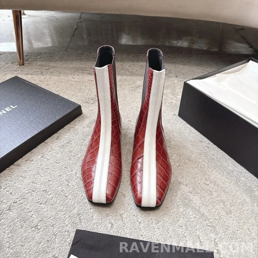 샤넬 샤넬 투톤 크록 엠보 첼시 부츠 상세 이미지