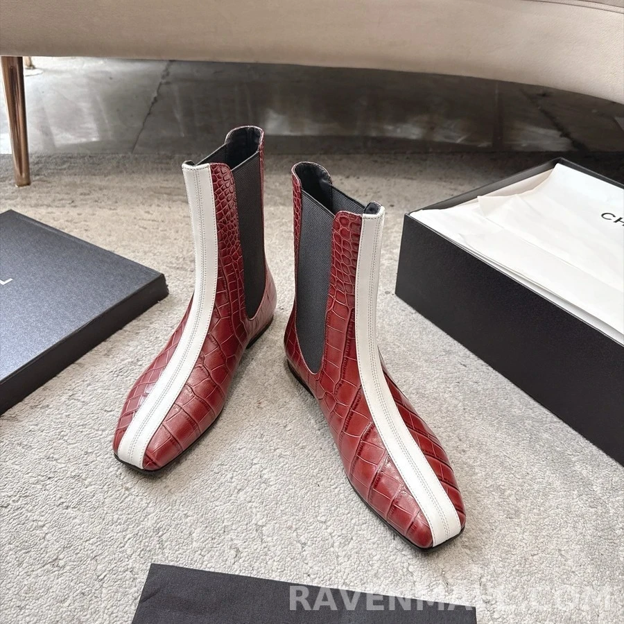 샤넬 샤넬 투톤 크록 엠보 첼시 부츠 상세 이미지