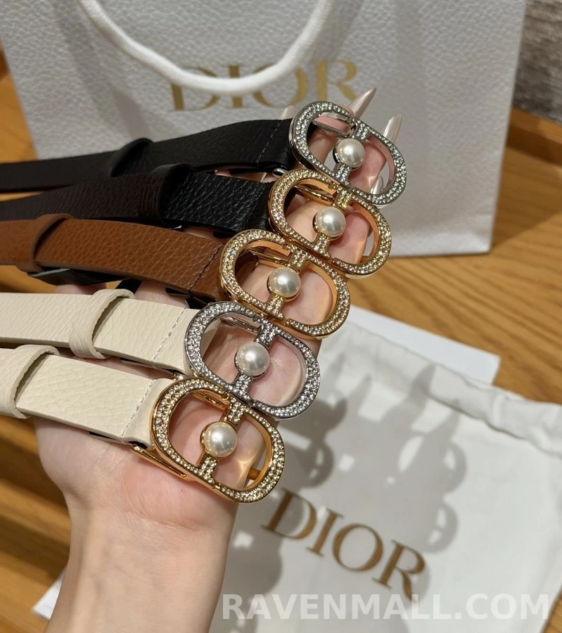 디올 디올 로고 펄 버클 벨트 상세 이미지