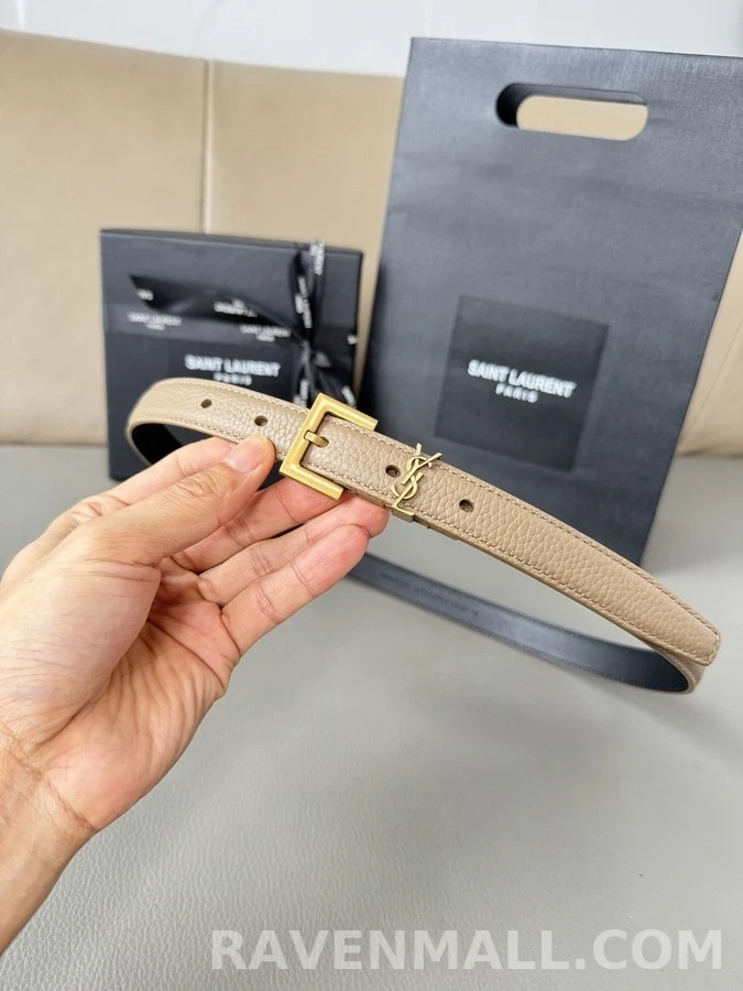생로랑 세인트로랑 로고 페블드 레더 벨트 상세 이미지