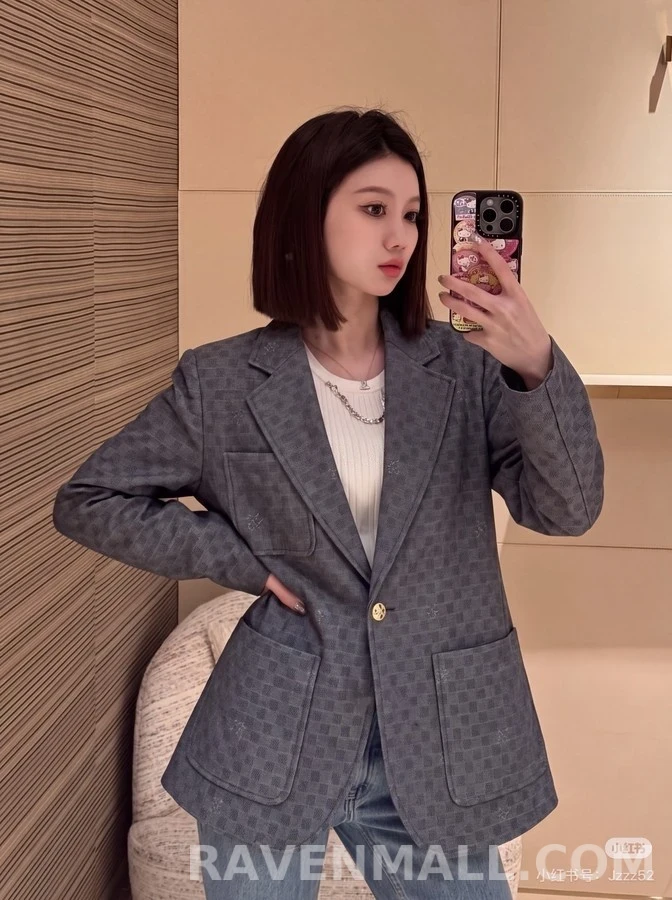 루이비통 루이비통 체크 패턴 싱글 블레이저 상세 이미지