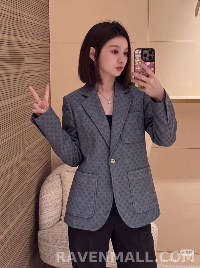 루이비통 루이비통 체크 패턴 싱글 블레이저 상세 이미지