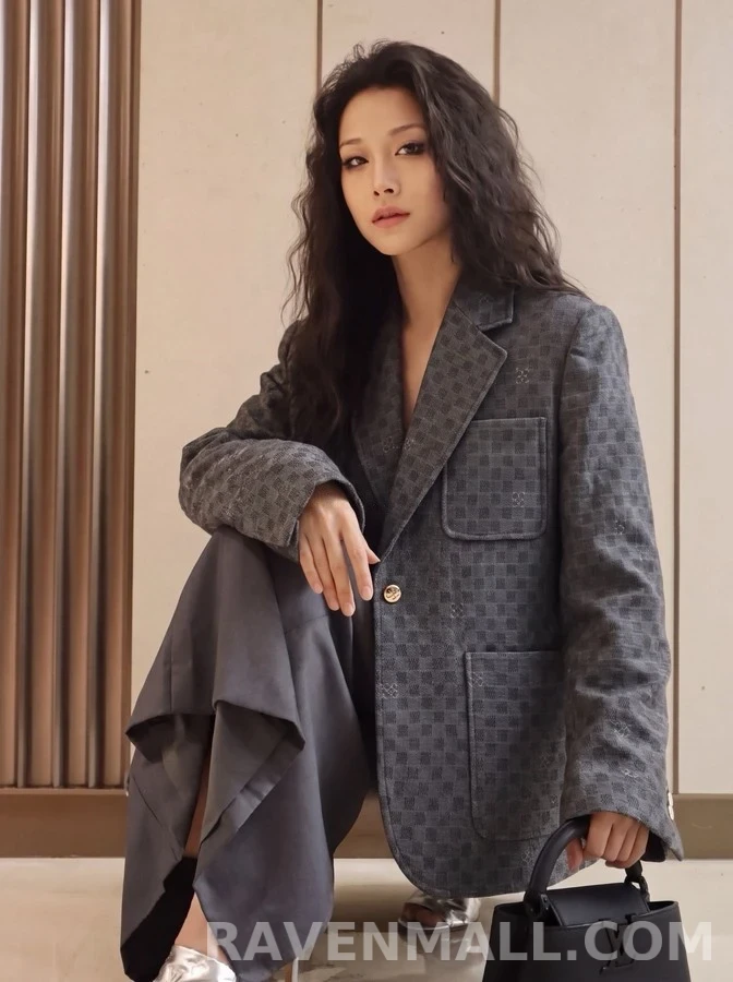 루이비통 루이비통 체크 패턴 싱글 블레이저 상세 이미지