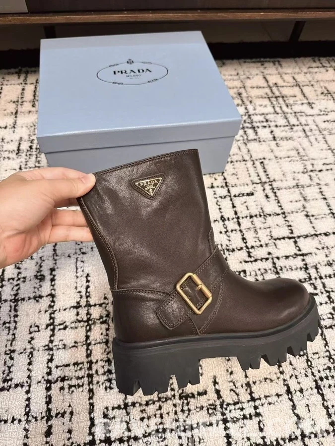프라다 프라다 버클 두꺼운 밑창 미드 부츠 상세 이미지