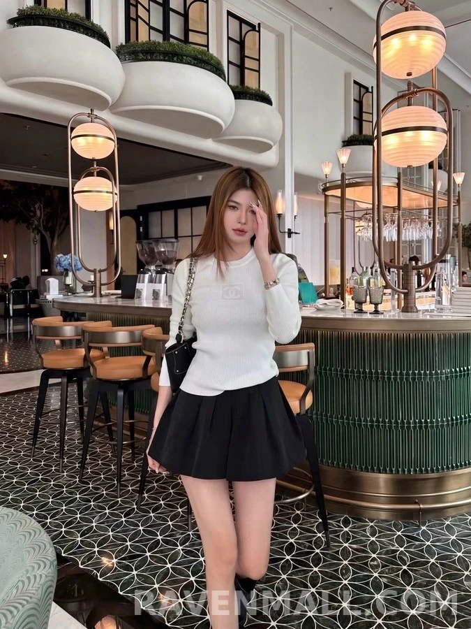 샤넬 샤넬 로고 리브드 니트 상세 이미지