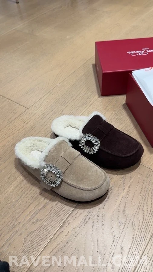 로저 비비에 로저비비에 큐빅 장식 양모 뮬 상세 이미지