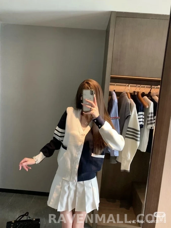톰브라운 톰브라운 컬러블록 강아지 패턴 가디건 상세 이미지