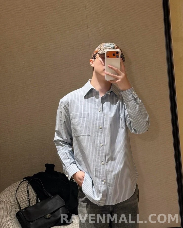 샤넬 샤넬 더블 C 자수 스트라이프 셔츠 상세 이미지