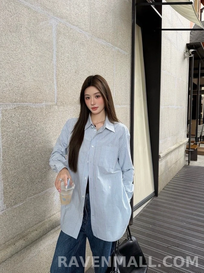 샤넬 샤넬 더블 C 자수 스트라이프 셔츠 상세 이미지