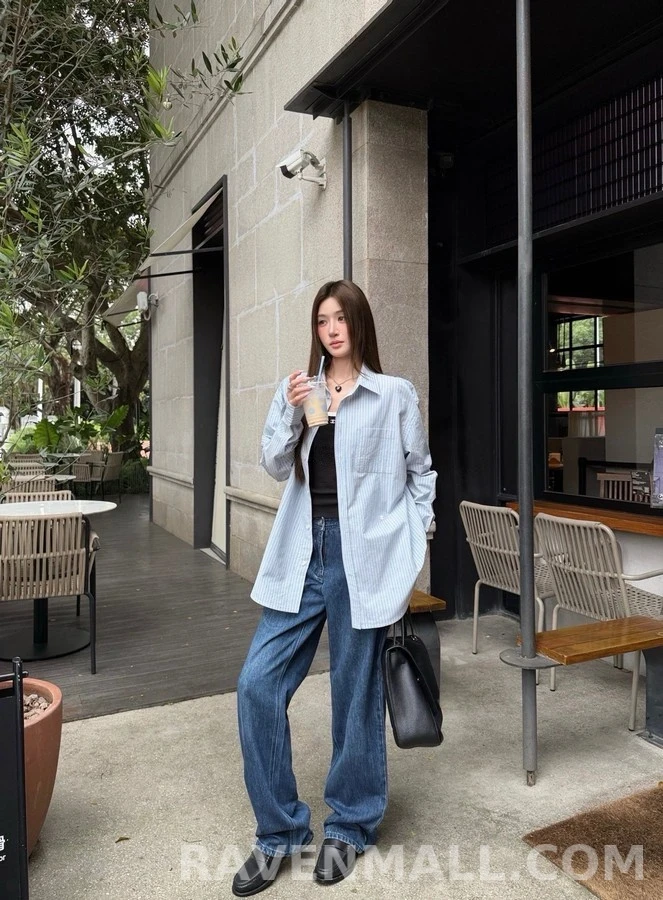 샤넬 샤넬 더블 C 자수 스트라이프 셔츠 상세 이미지