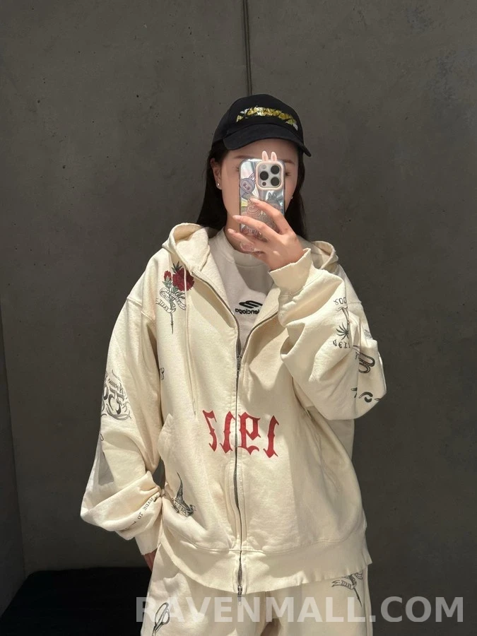 발렌시아가 발렌시아가 타투 그래픽 후드 집업 상세 이미지