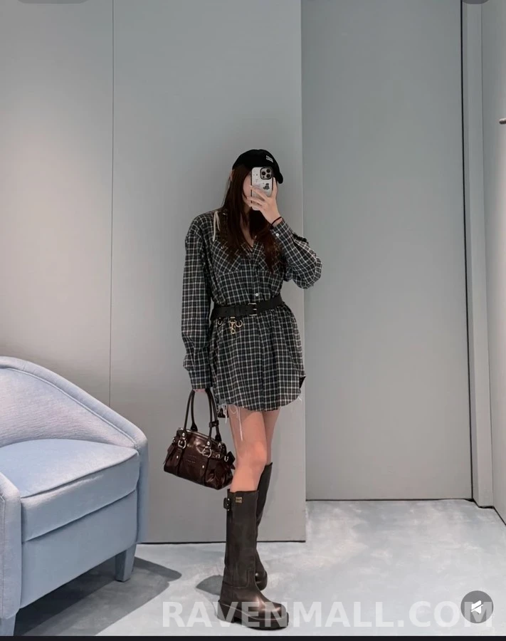 미우미우 미우미우 두꺼운 굽 승마 롱부츠 상세 이미지