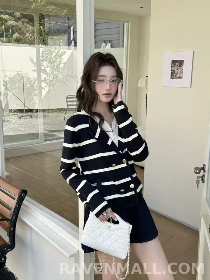 셀린느 셀린느 스트라이프 페이크 투피스 니트 가디건 상세 이미지