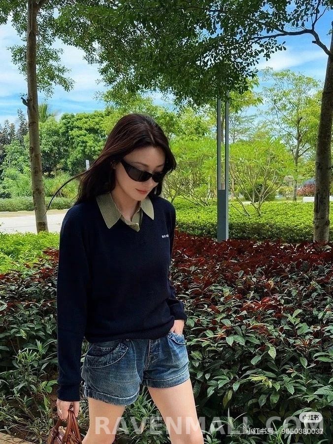 미우미우 미우미우 페이크 투피스 폴로 니트 상세 이미지