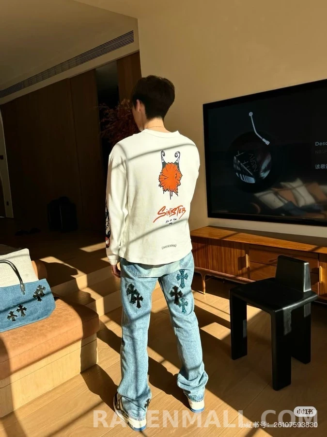 크롬하츠 크롬하츠 Matty Boy 화염 그래픽 긴팔 티셔츠 상세 이미지