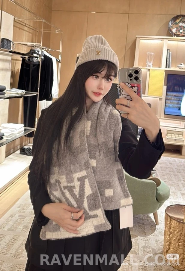 루이비통 루이비통 다미에 로고 더블 스카프 상세 이미지
