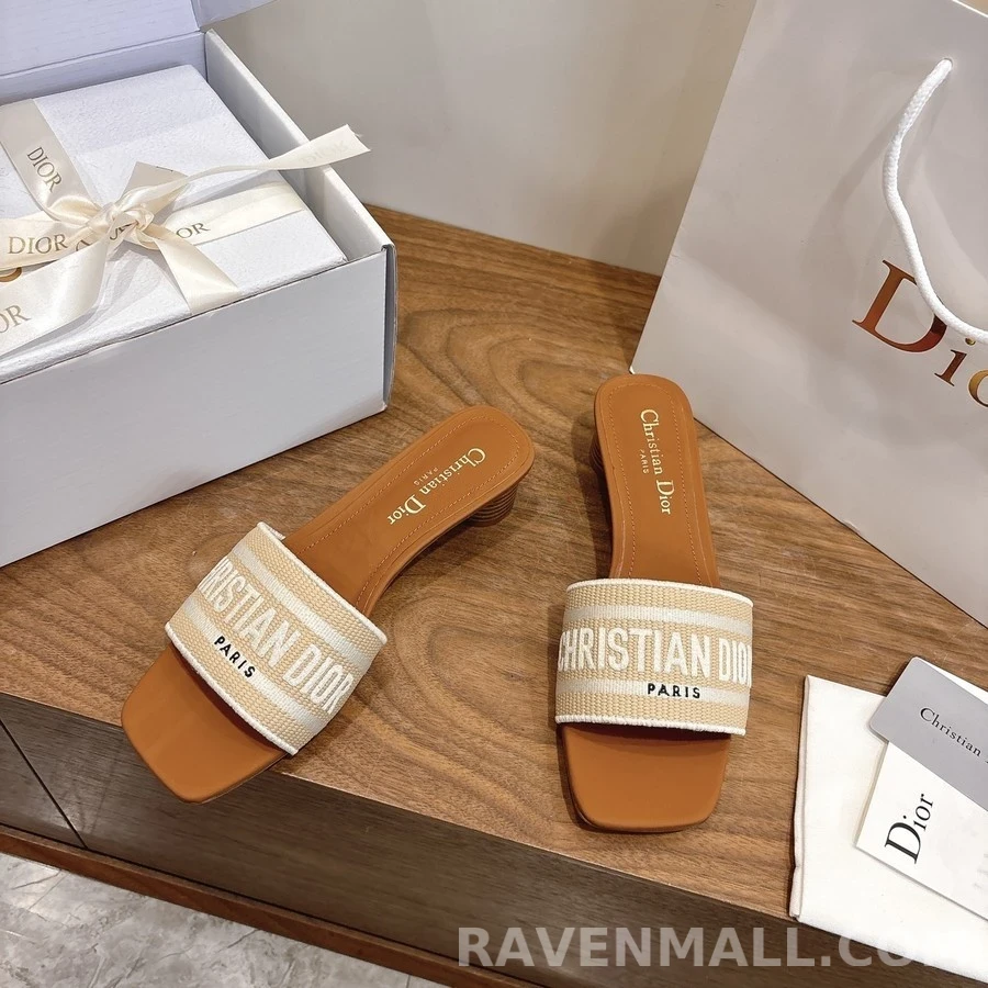 디올 디올 Dway 코튼 자수 힐 뮬 상세 이미지