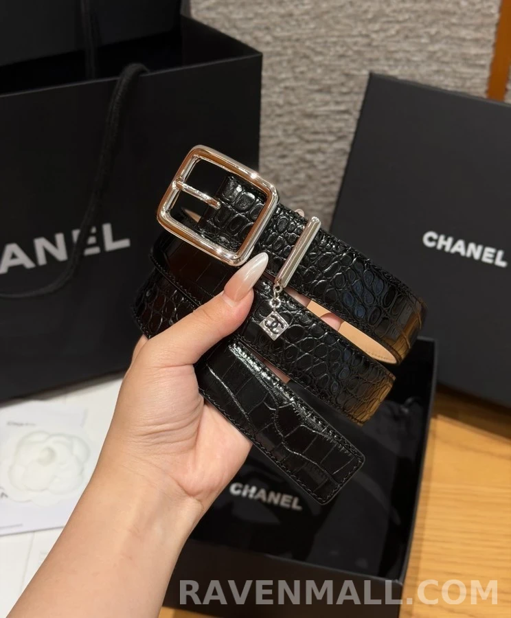 샤넬 샤넬 더블C 참 악어 엠보싱 벨트 상세 이미지