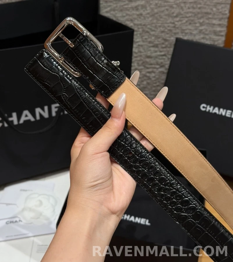 샤넬 샤넬 더블C 참 악어 엠보싱 벨트 상세 이미지