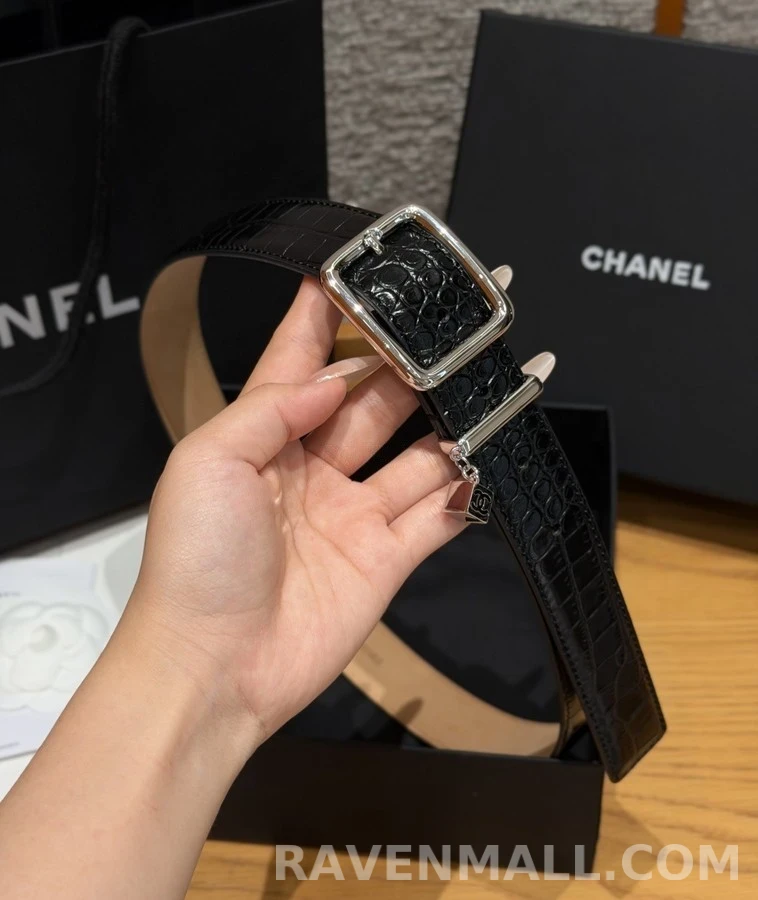 샤넬 샤넬 더블C 참 악어 엠보싱 벨트 상세 이미지
