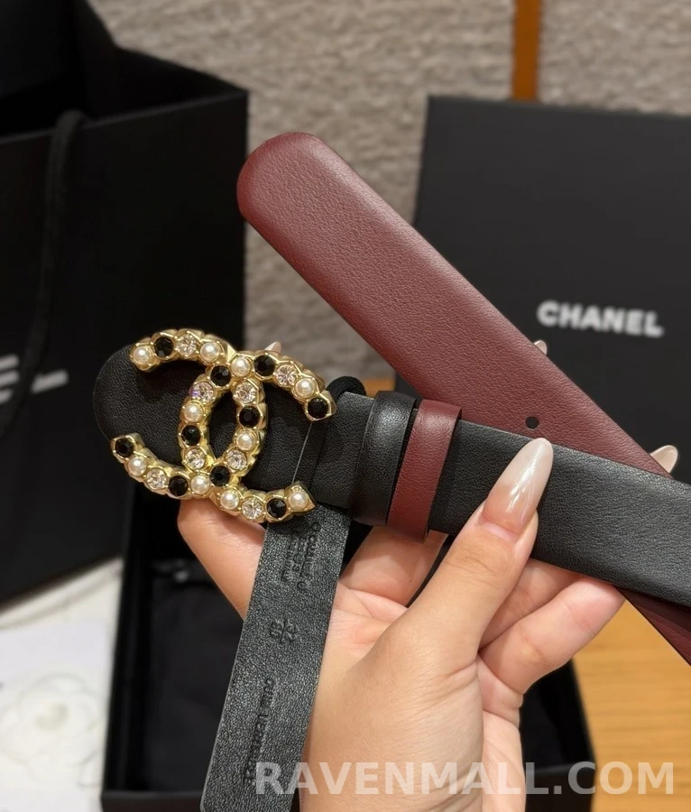 샤넬 샤넬 로고 진주 장식 벨트 상세 이미지