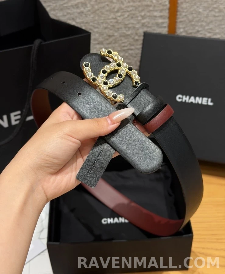 샤넬 샤넬 로고 진주 장식 벨트 상세 이미지