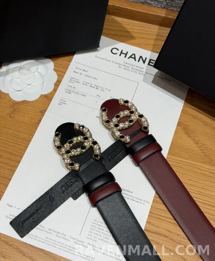 샤넬 샤넬 로고 진주 장식 벨트 상세 이미지