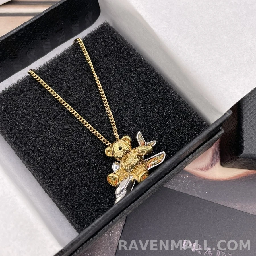 버버리 버버리 체크 비행기 베어 목걸이 상세 이미지
