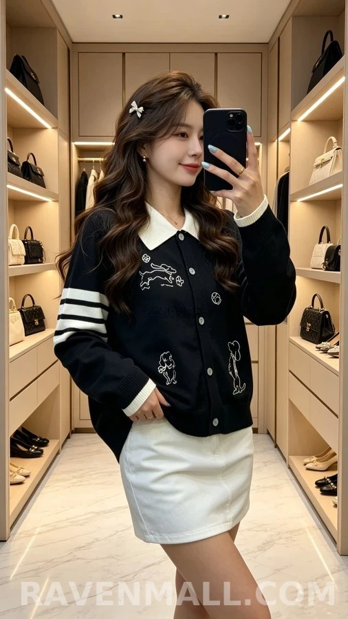 톰브라운 톰브라운 강아지 자수 카라 가디건 상세 이미지