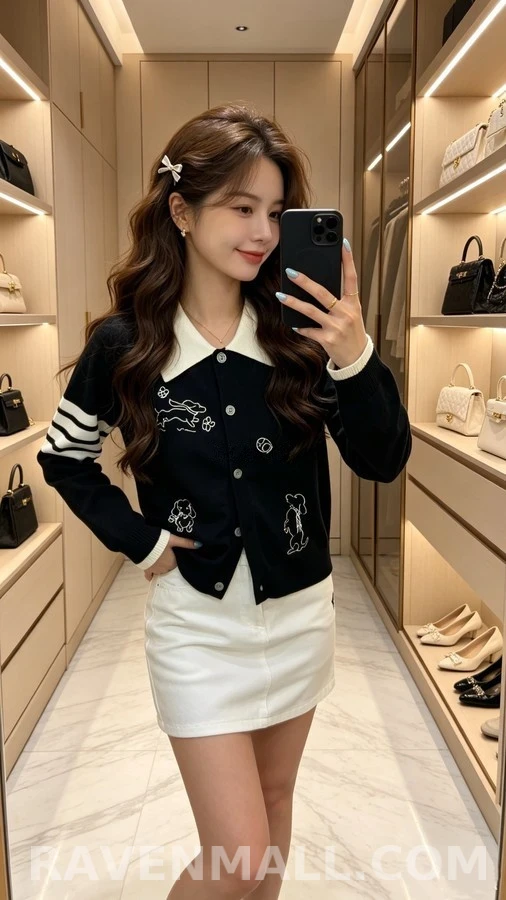 톰브라운 톰브라운 강아지 자수 카라 가디건 상세 이미지