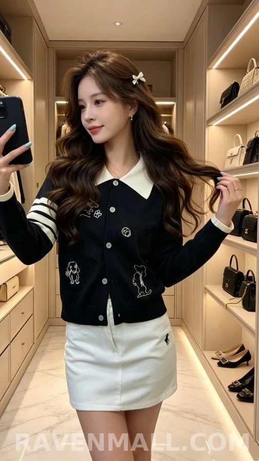 톰브라운 톰브라운 강아지 자수 카라 가디건 상세 이미지
