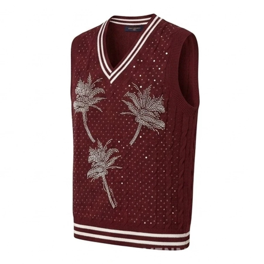 루이비통 루이비통 야자수 비즈 꽈배기 니트 베스트 상세 이미지