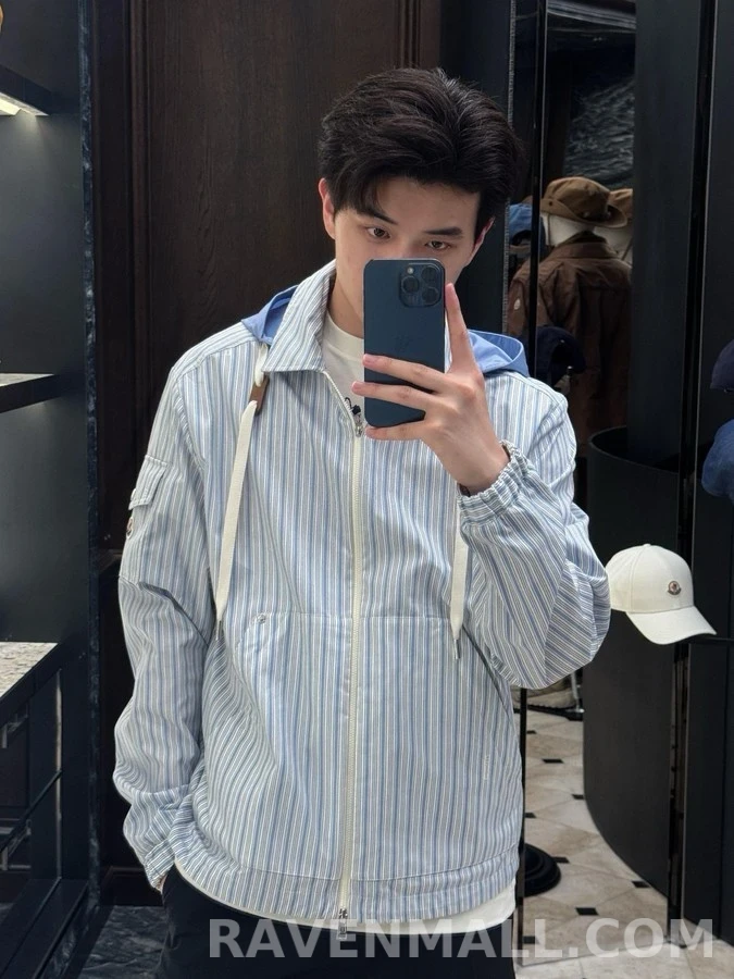 몽클레어 몽클레어 스트라이프 디태처블 후드 셔츠 상세 이미지