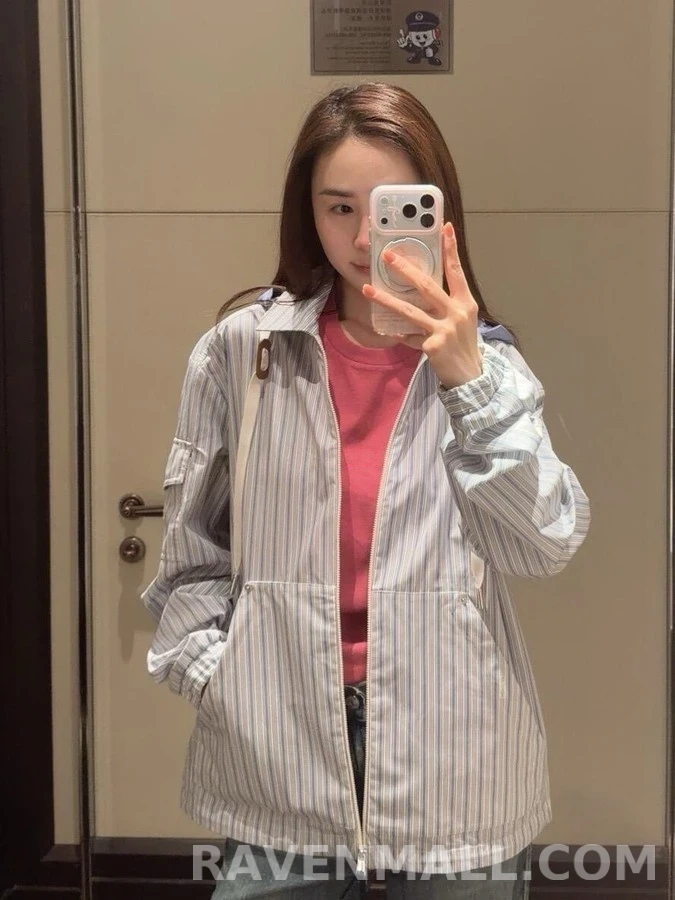 몽클레어 몽클레어 스트라이프 디태처블 후드 셔츠 상세 이미지